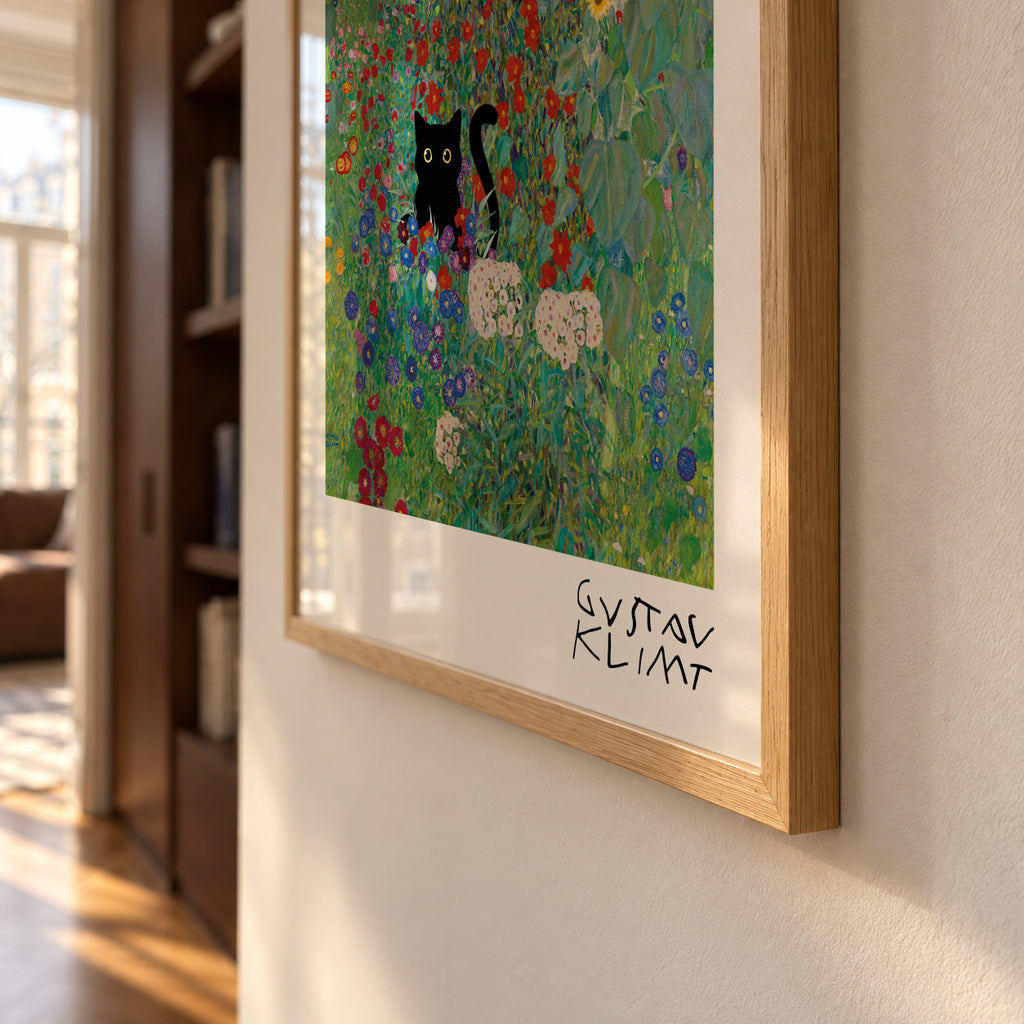 Gustav Klimt Garden Cat Print - Framed poster detail