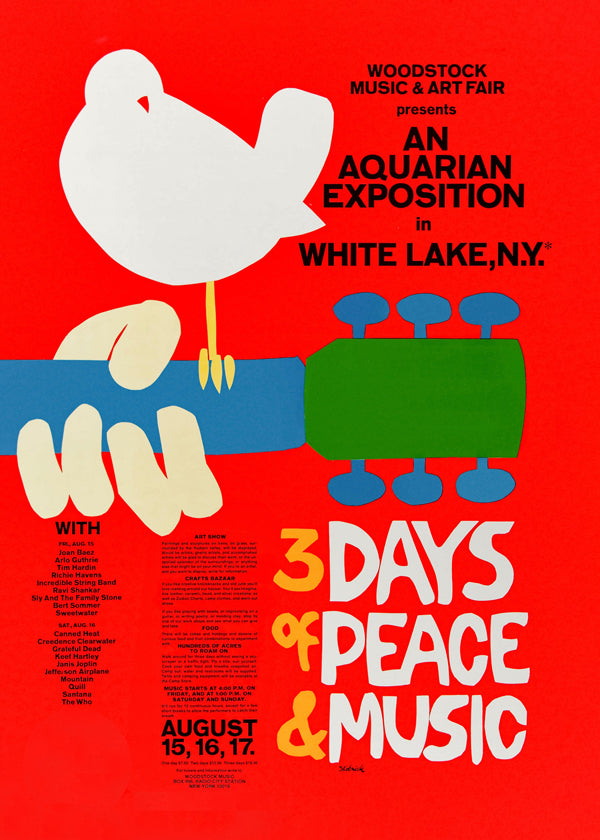 Woodstock 1969 Poster -  3 days of peace & music