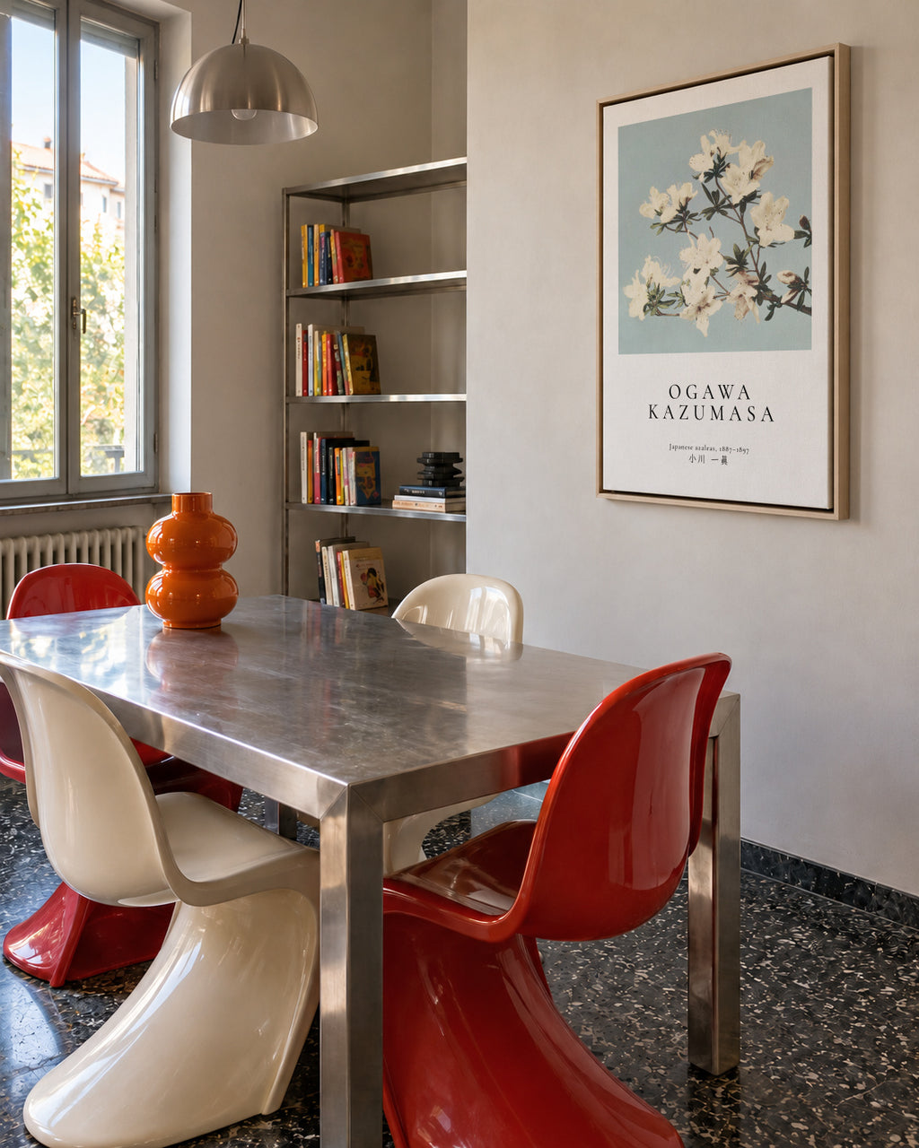 Japanese azaleas by Ogawa Kazumasa - Framed canvas in an interior