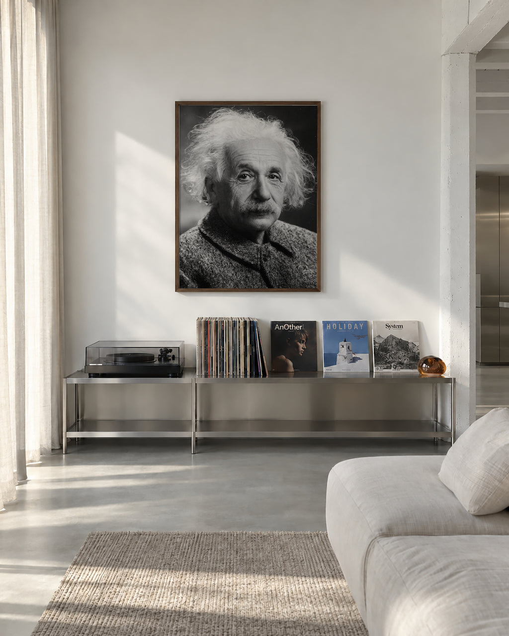 Albert Einstein vintage photograph - Framed poster in an interior