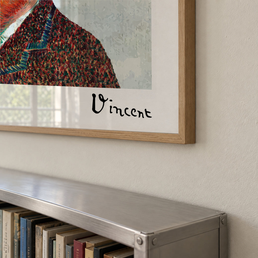 Vincent van Gogh inspired self-portrait & flower remixed - Square - Framed poster detail