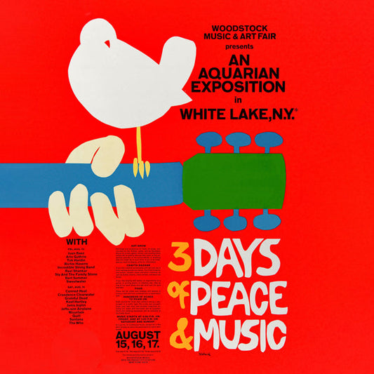Woodstock 1969 Poster -  3 days of peace & music - Square