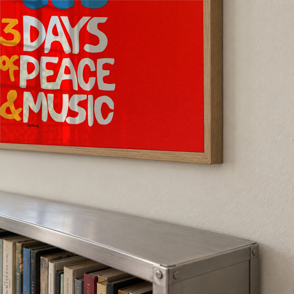 Woodstock 1969 Poster - 3 days of peace & music - Square - Framed poster detail