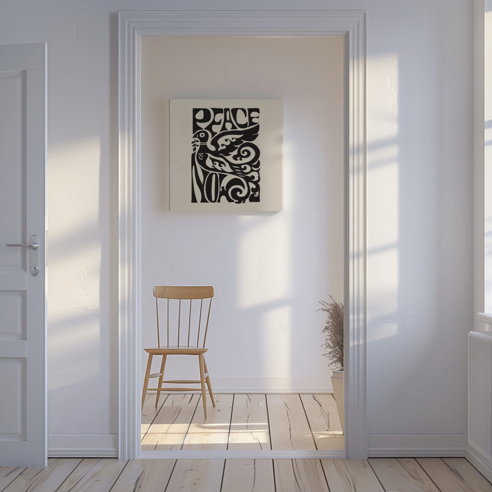 Peace Now poster, 1970 - Square - Unframed canvas in an interior