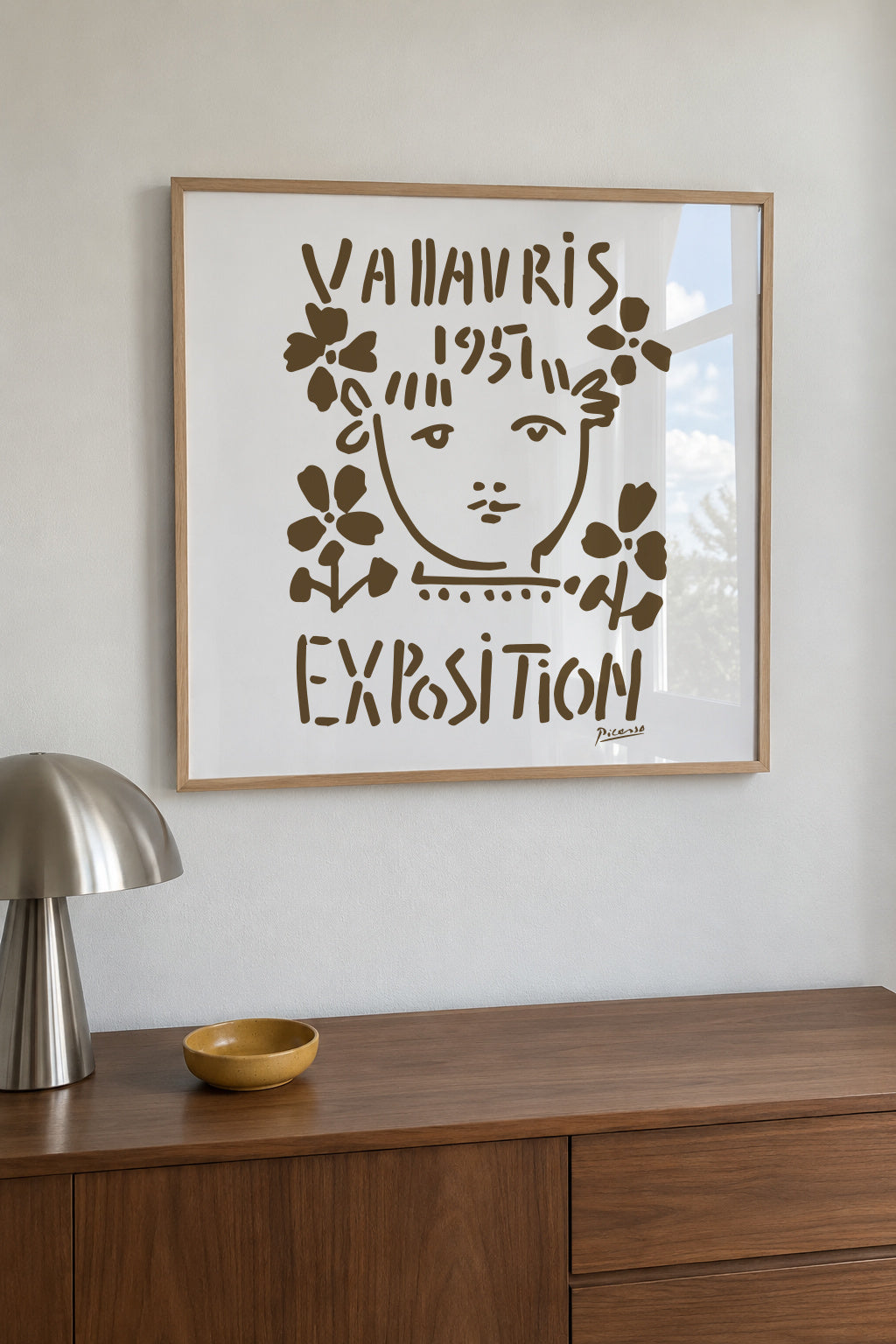 PIcasso Vallauris 1951 Exposition Poster - Square - Framed poster in an interior