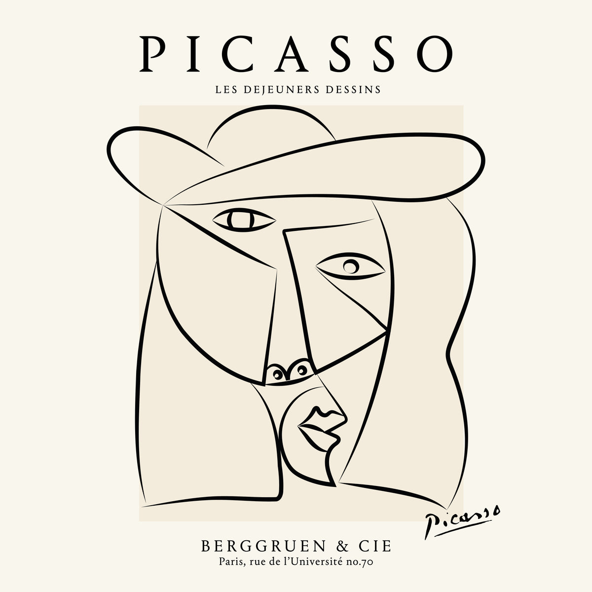 Picasso Woman in a Hat Sktech Poster - Square - Unframed art print