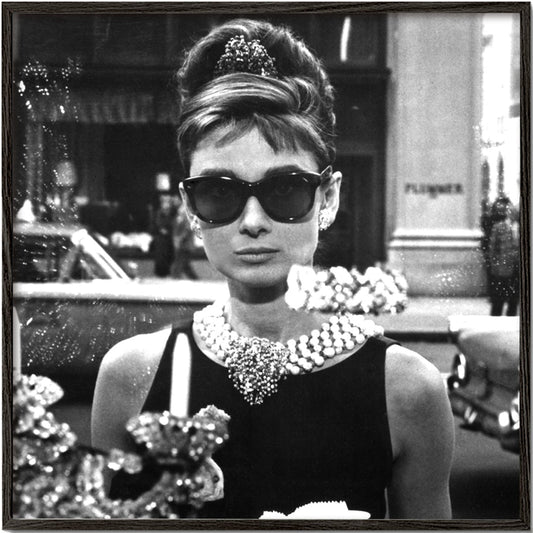 Audrey Hepburn in Breakfast at Tiffany vintage photograph.  - Square