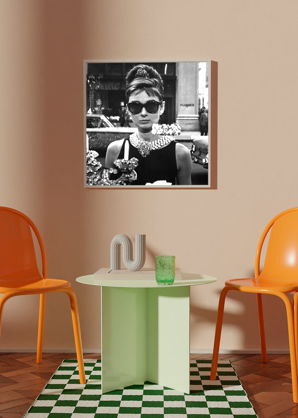 Audrey Hepburn in Breakfast at Tiffany vintage photograph.  - Square