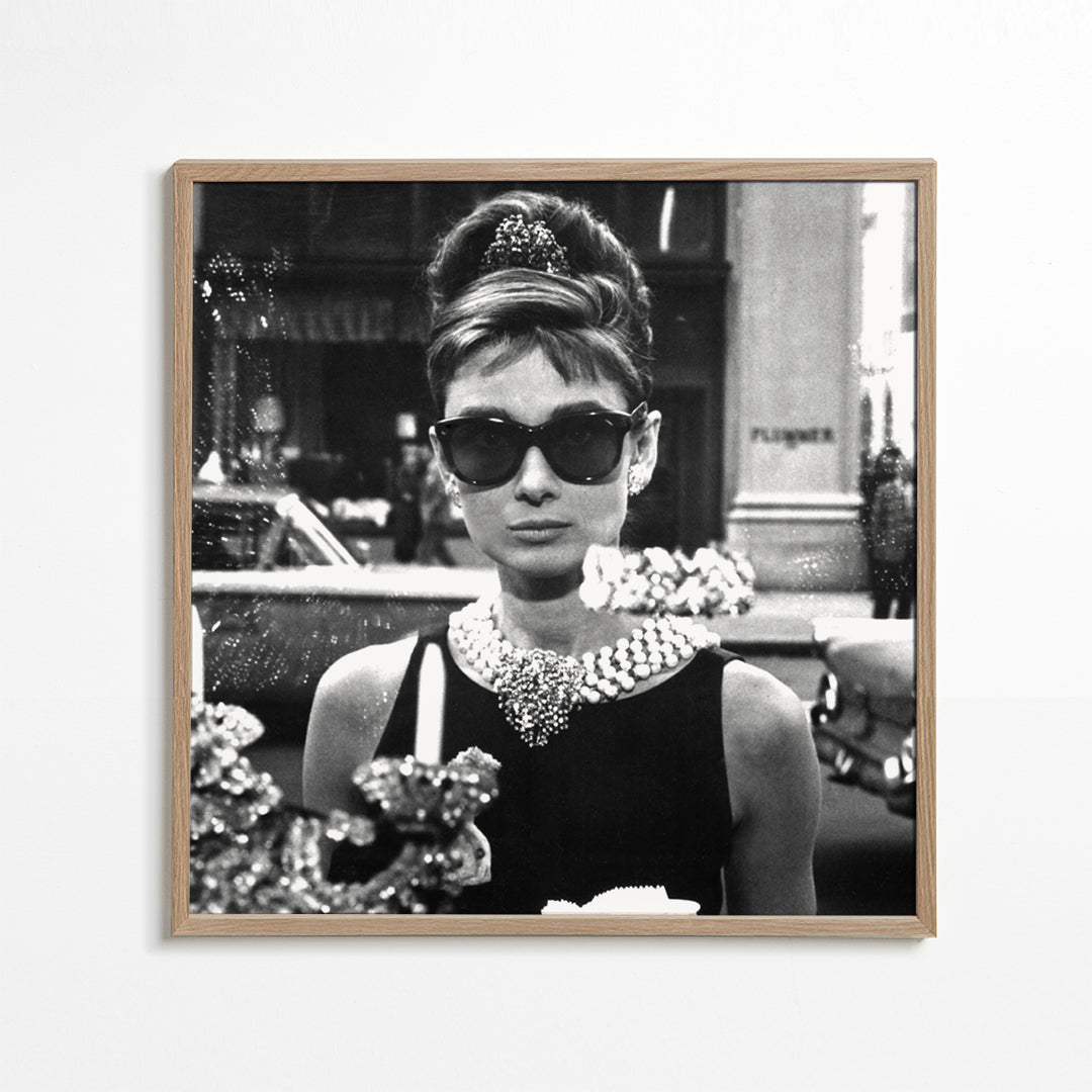 Audrey Hepburn in Breakfast at Tiffany vintage photograph.  - Square