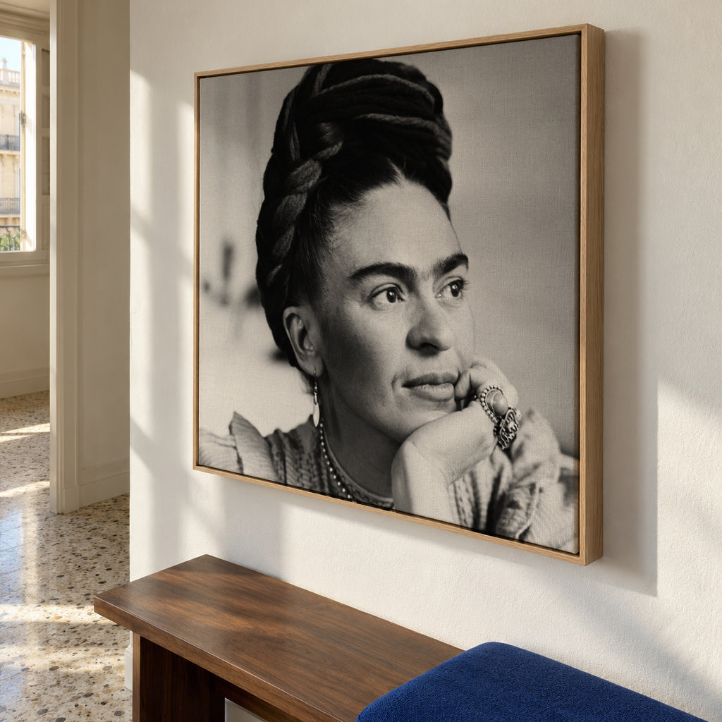 Frida Kahlo vintage photograph II - Square - Framed canvas in an interior