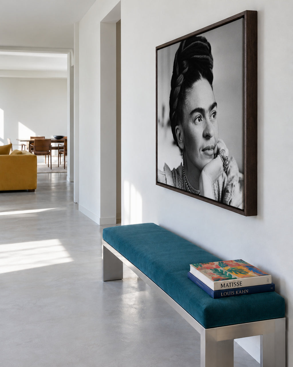 Frida Kahlo vintage photograph II - Square - Framed canvas in an interior