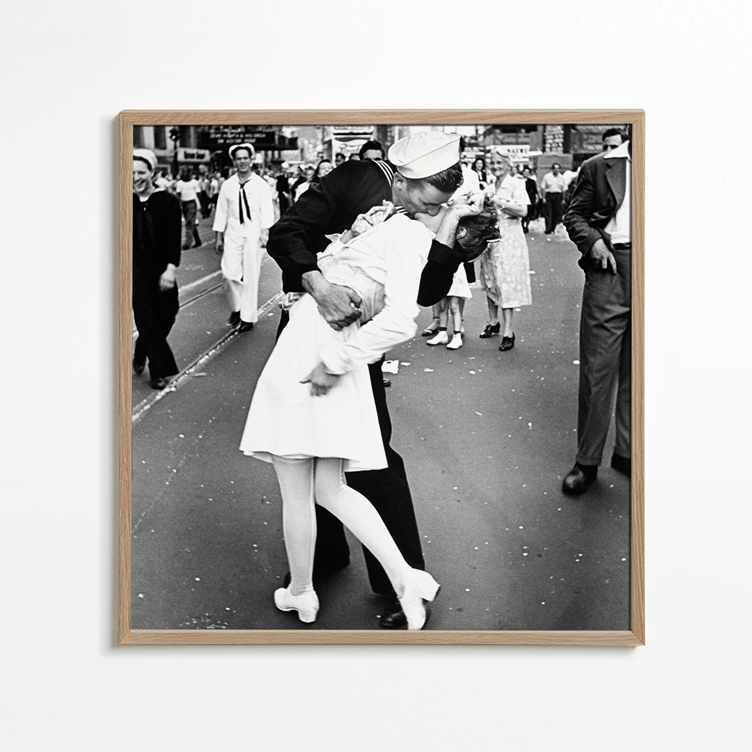 V-J Day Kiss Poster - vintage photograph - Square