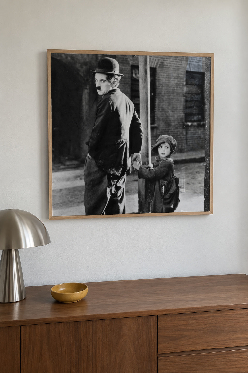 Charlie Chaplin Vintage Photograph - Square - Framed poster in an interior