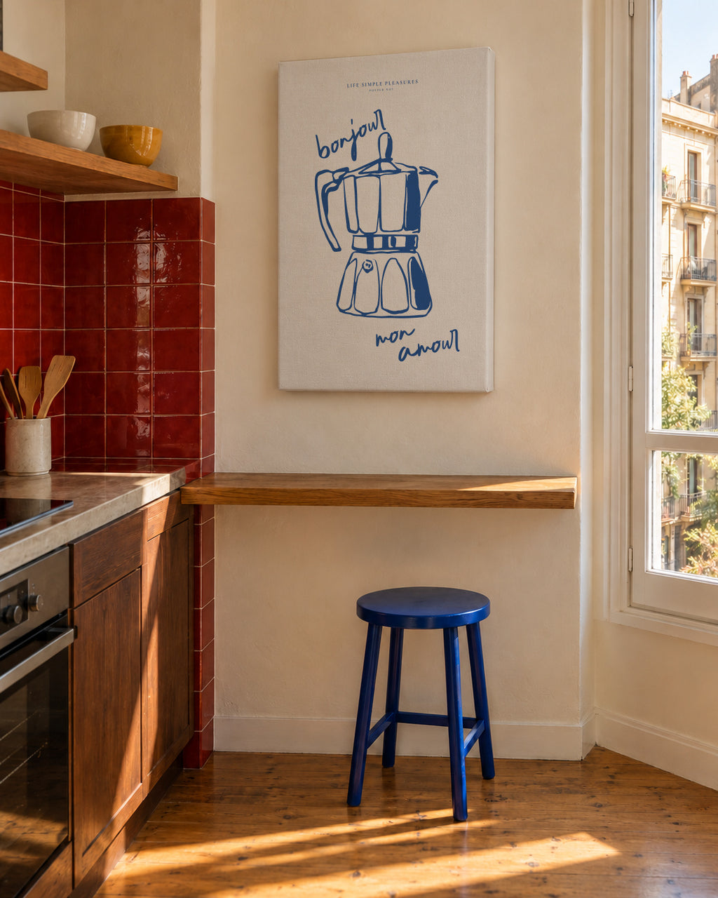 Life Simple simple pleasures - Bonjour mon amour - Unframed canvas in an interior