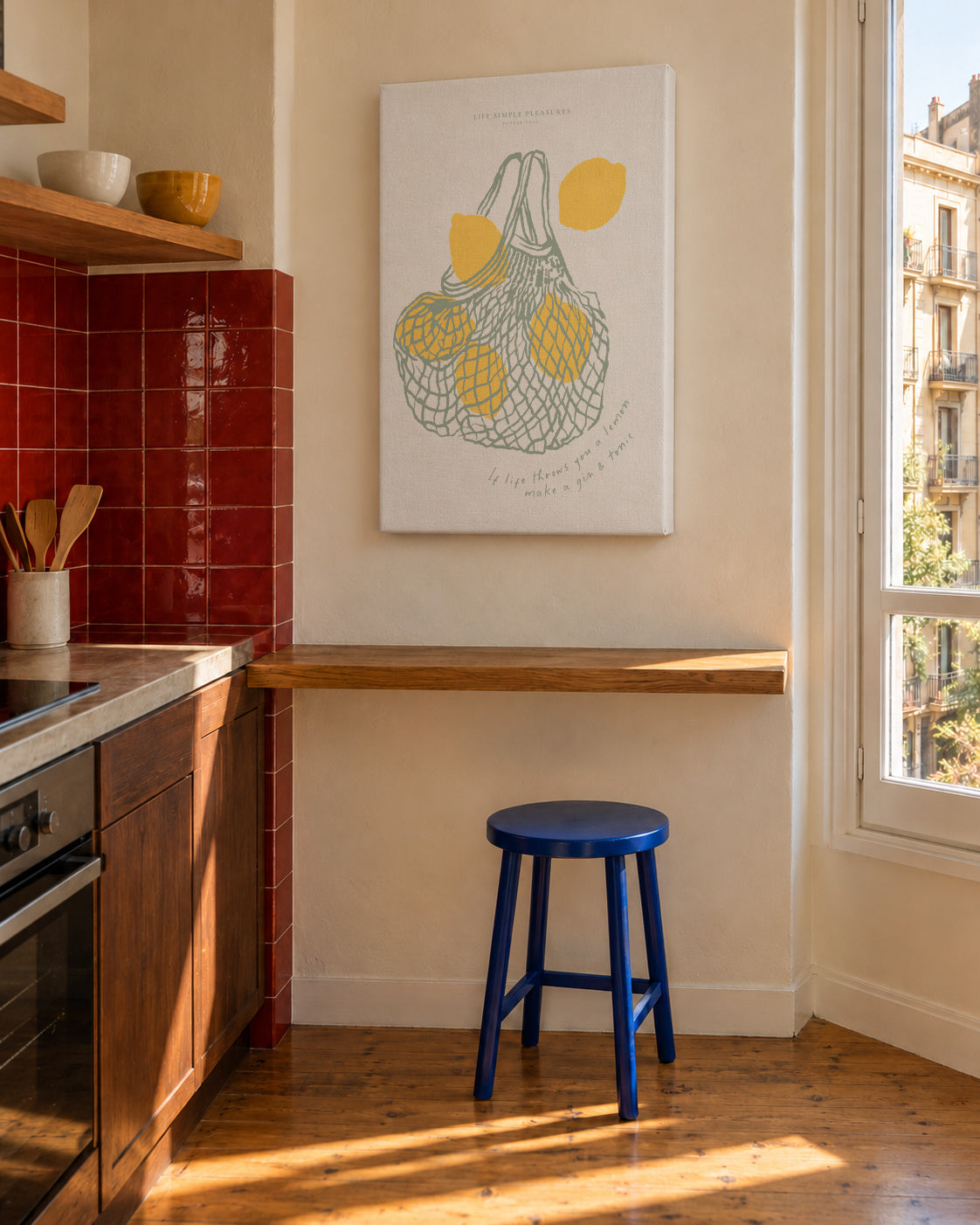 Life Simple simple pleasures - Make Gin & Tonic - Unframed canvas in an interior