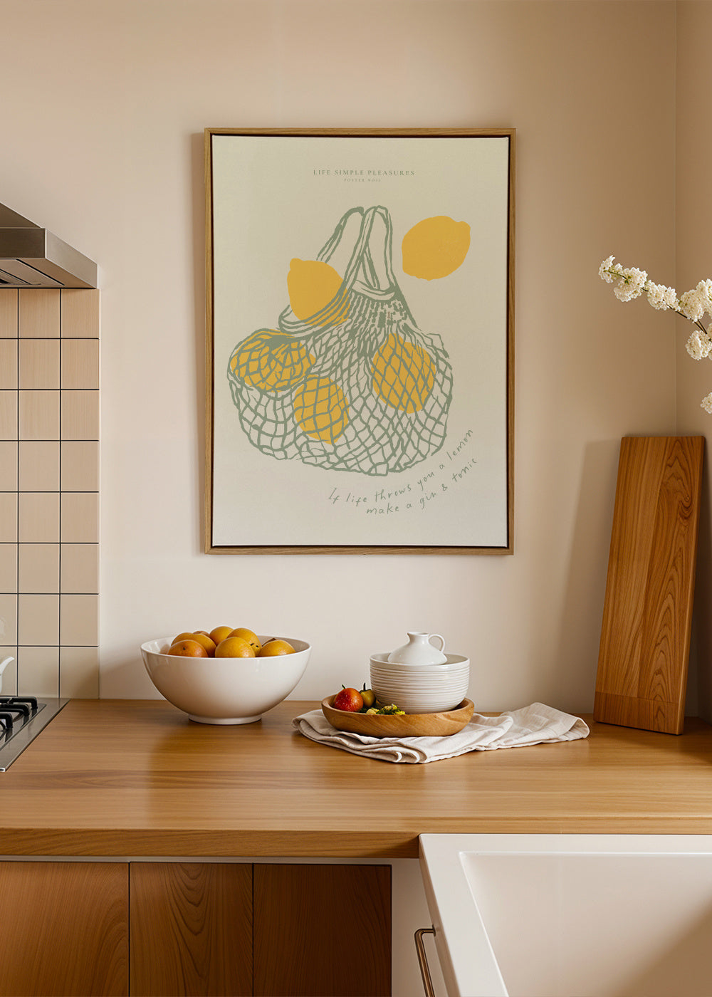 Life Simple simple pleasures - Make Gin & Tonic - Framed canvas in an interior