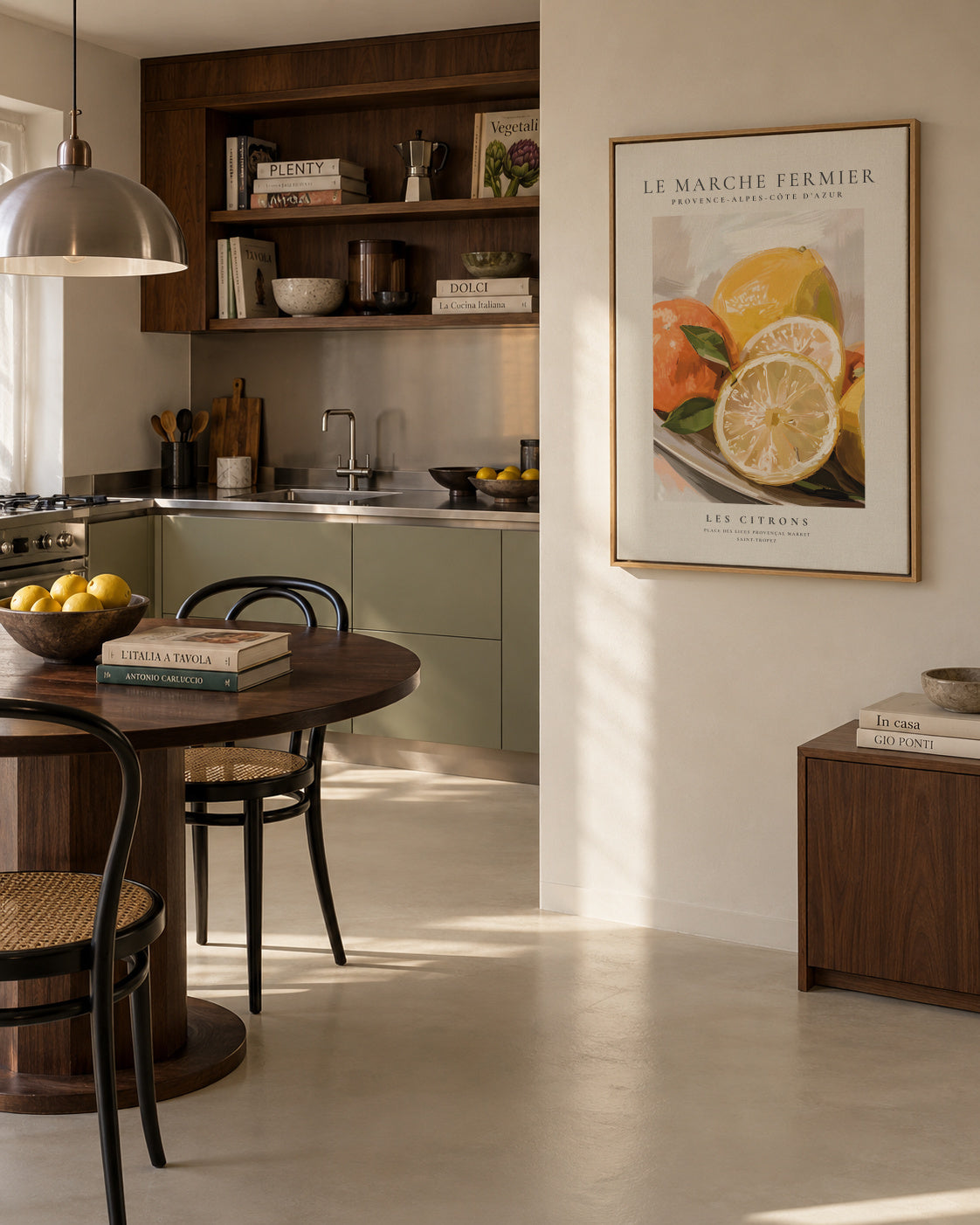 Le marche fermier - Les Citrons - Framed canvas in an interior