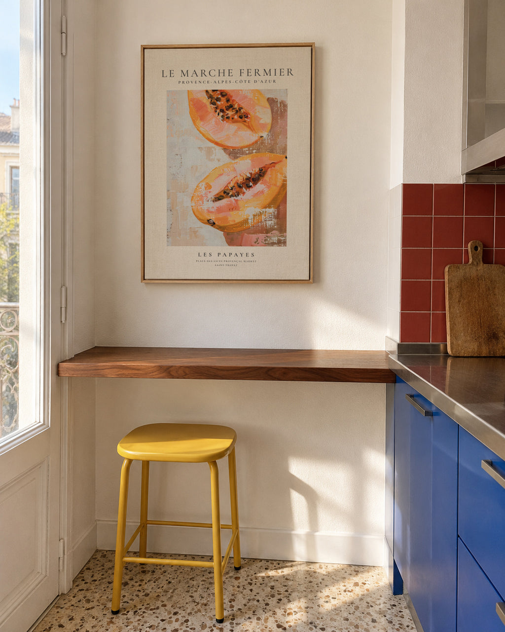 Le marche fermier - LES PAPAYES - Framed canvas in an interior
