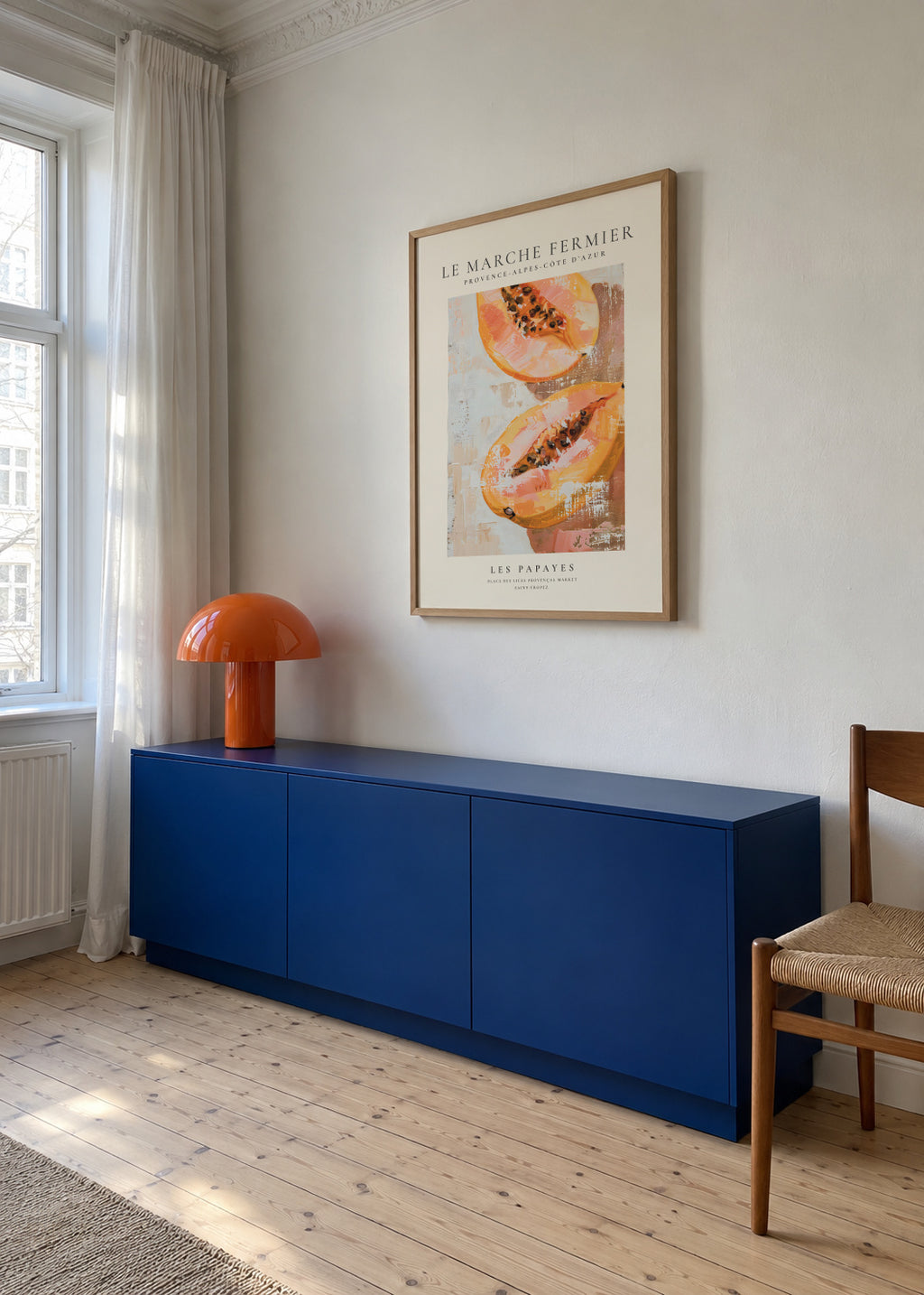 Le marche fermier - LES PAPAYES - Framed poster in an interior