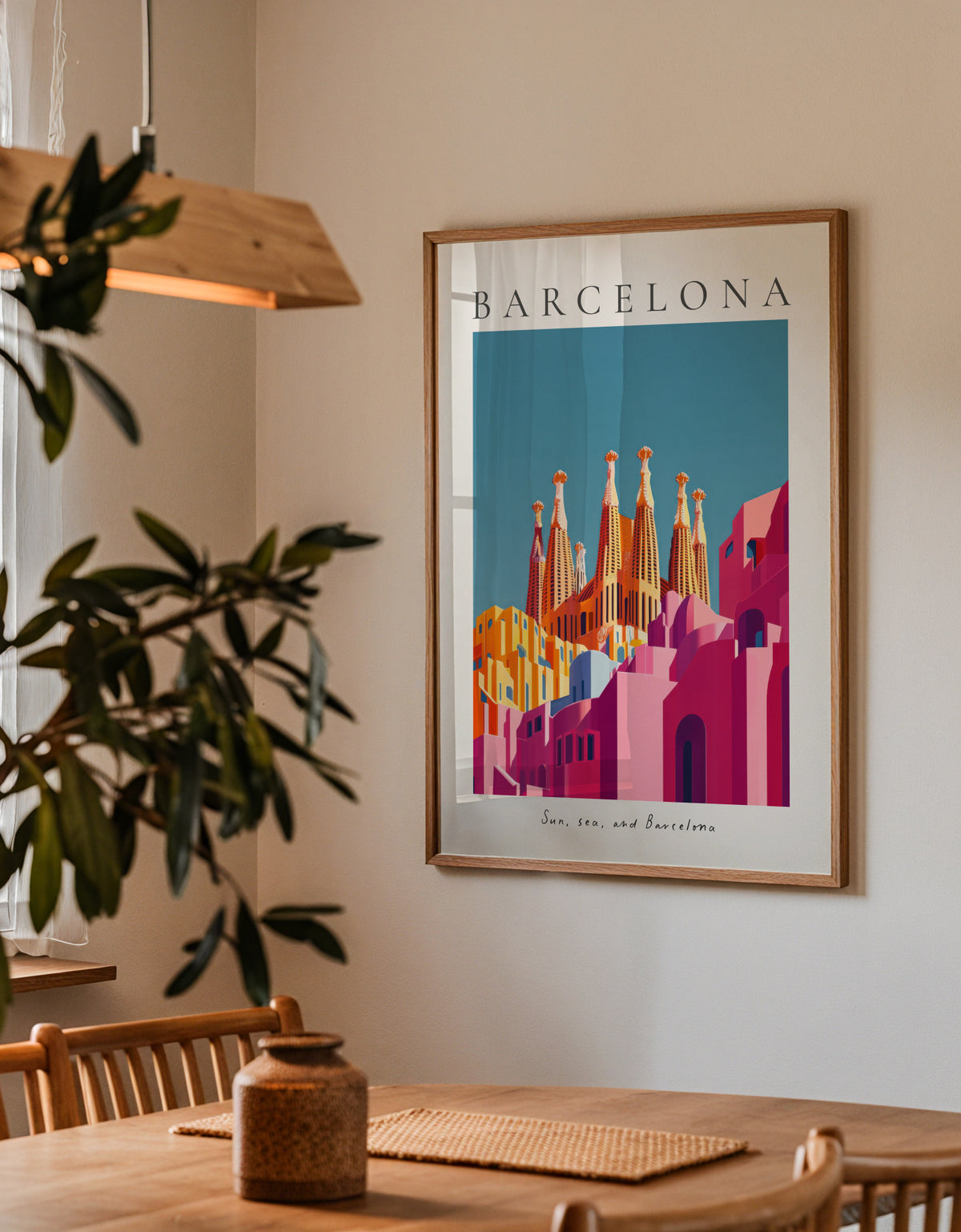 Sun, Sea and Barcelona - Framed poster detail