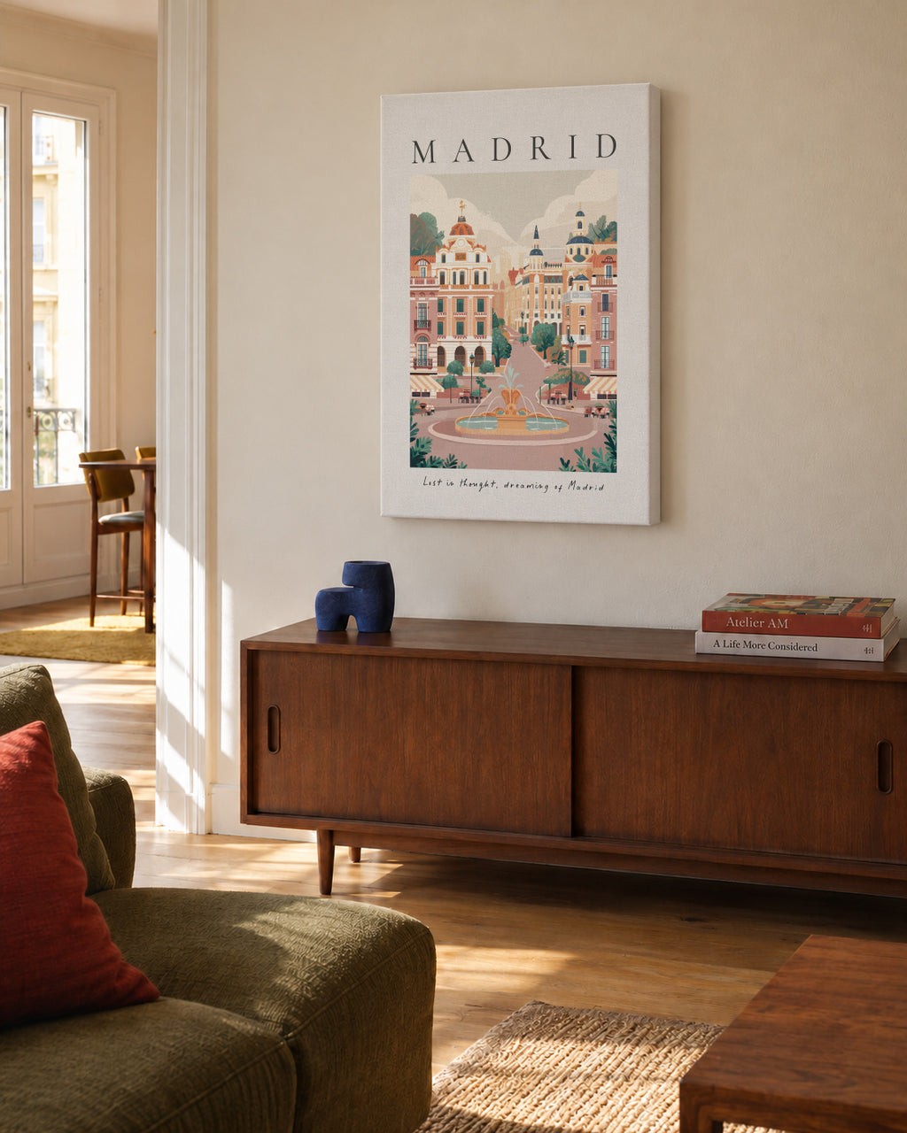 Madrid - Unframed canvas in an interior