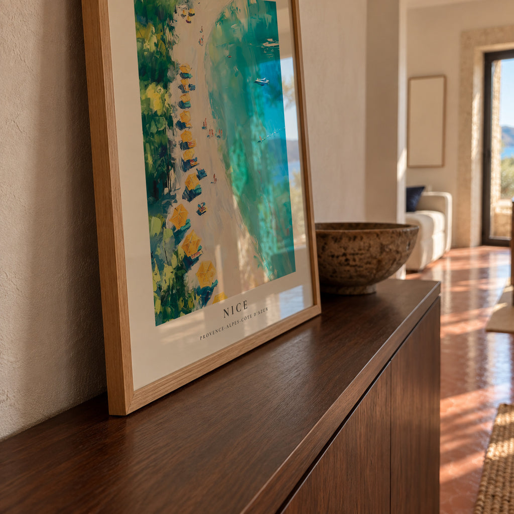 La vie en France, Nice - Framed poster in an interior