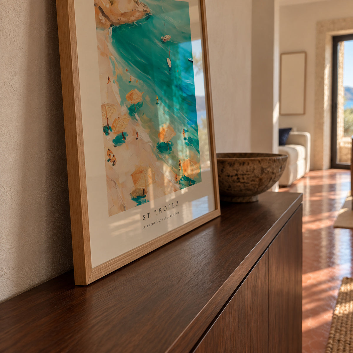 La vie en France, St Tropez - Framed poster in an interior