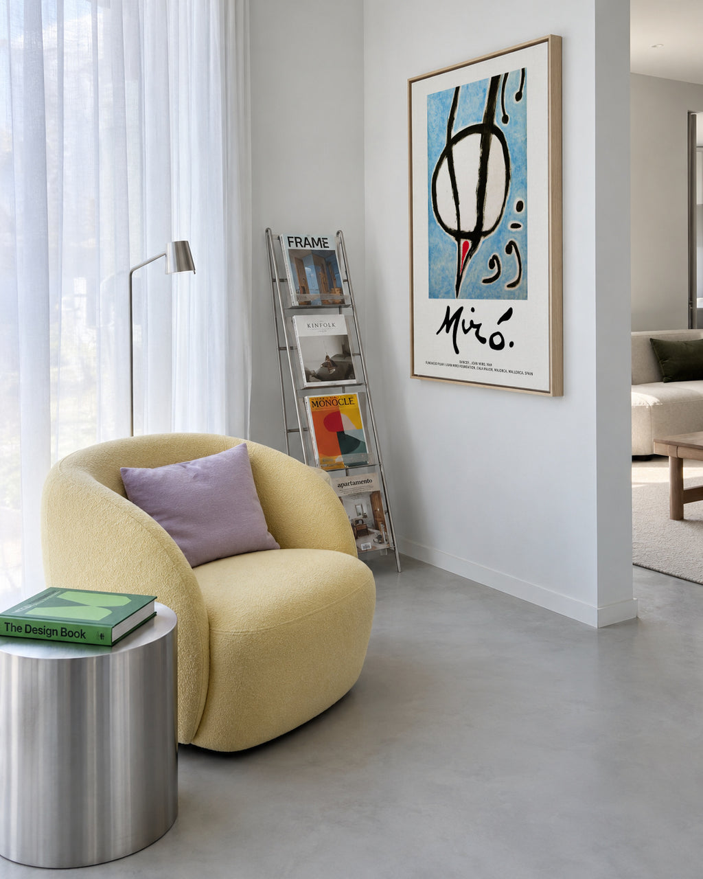 Joan Miro, Dancer I - Framed canvas in an interior
