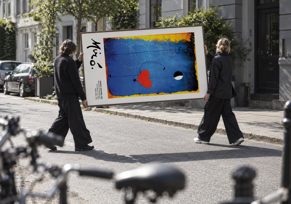 Joan Miro, Dancer II - Framed canvas in an interior