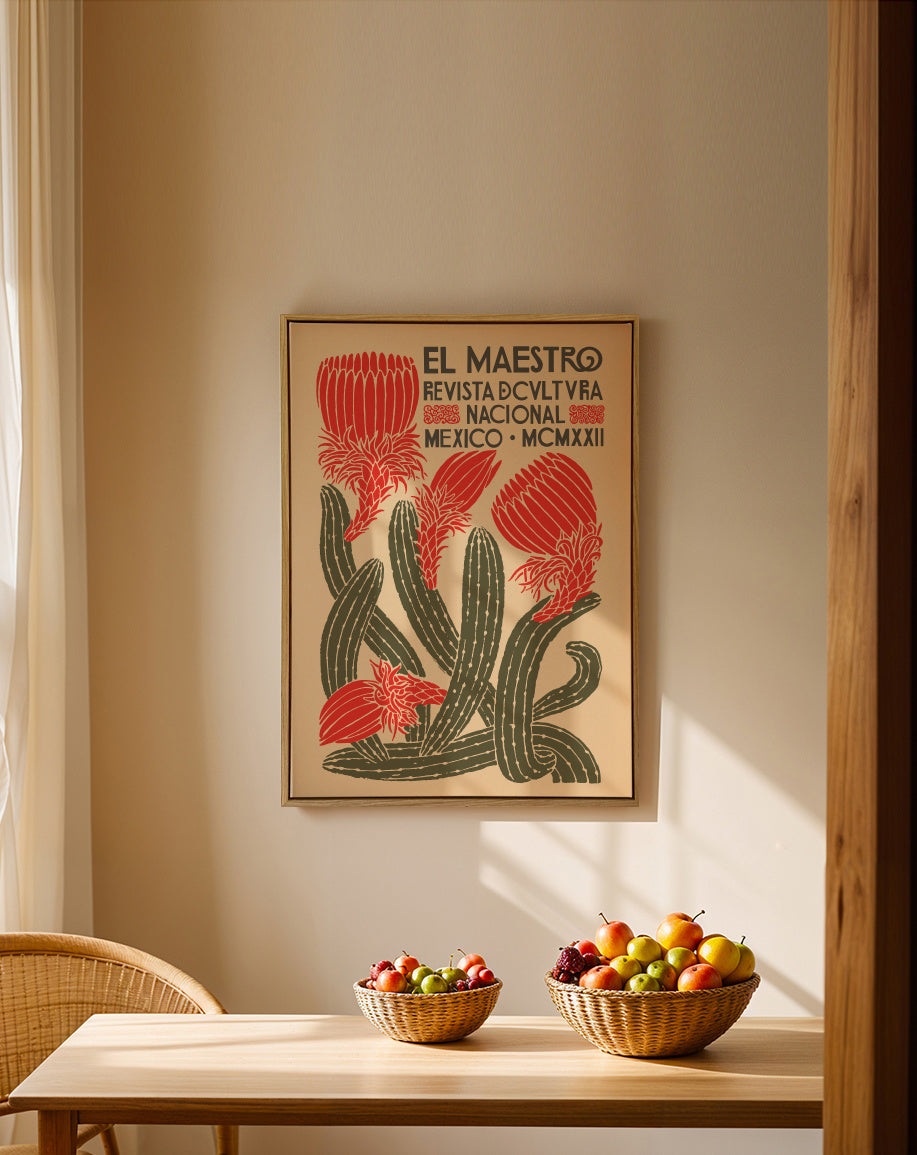 El Maestro, Revista Nacional Cactus poster - Framed canvas in an interior