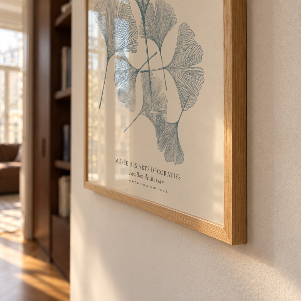 Exposition de linogravure, Ginkgo leaves - Framed poster detail