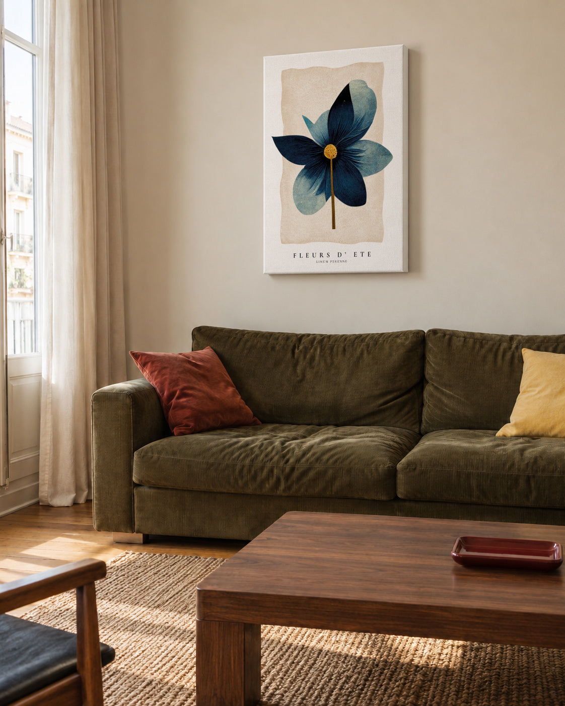 Summer flowers (fleurs d'été ) I - Unframed canvas in an interior