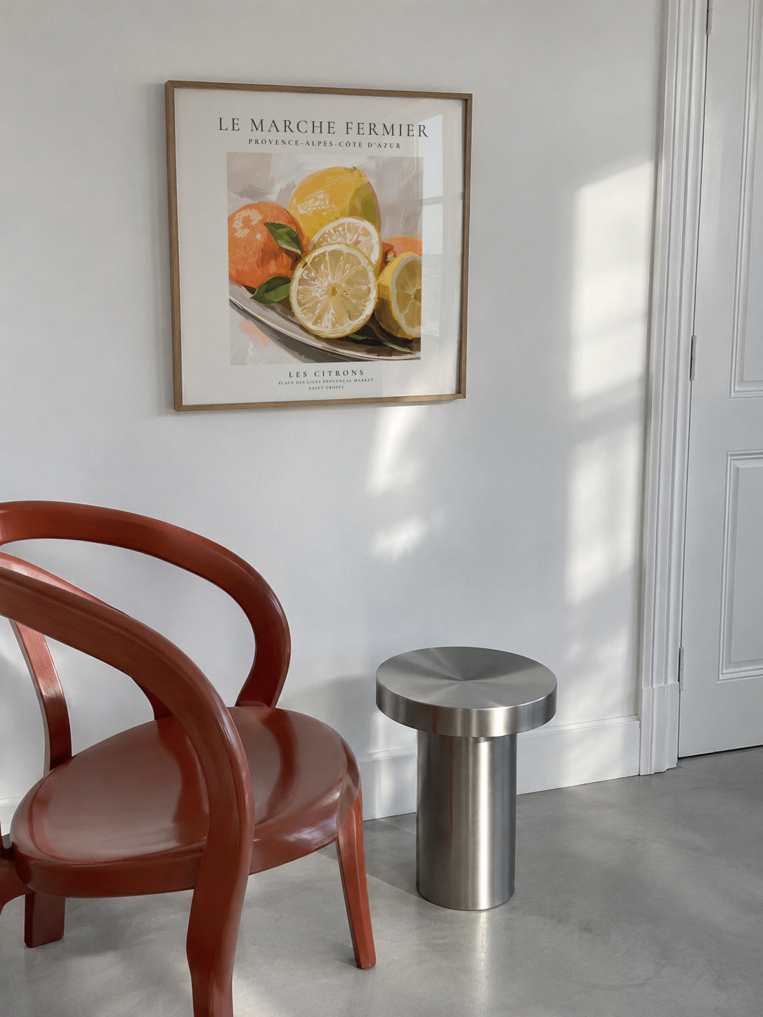 Le marche fermier - Les Citrons - SQUARE - Framed poster in an interior