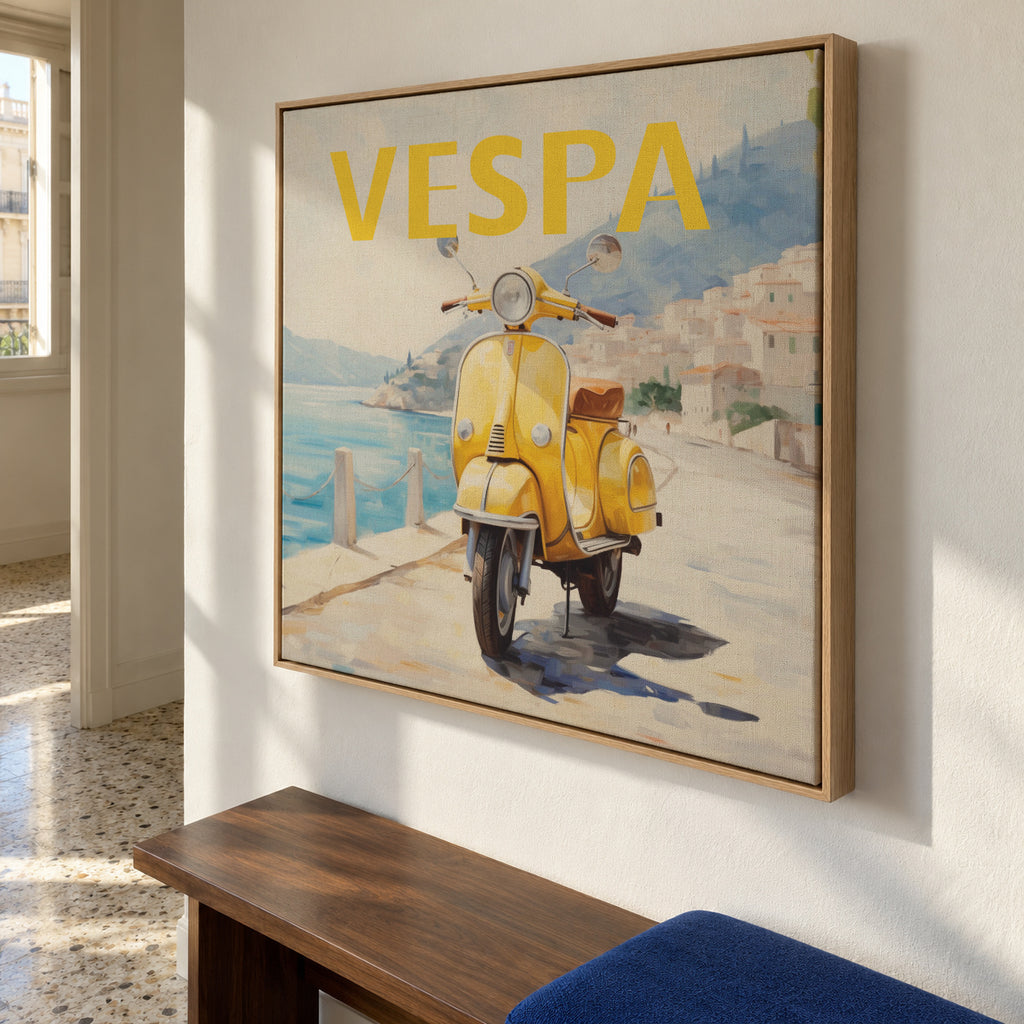 Vespa - SQUARE - Framed canvas in an interior