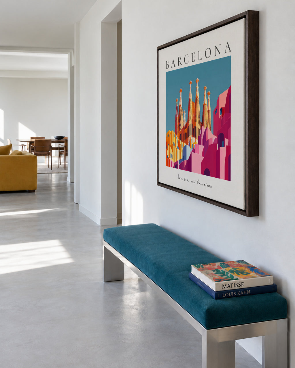 Barcelona - SQUARE - Framed canvas in an interior