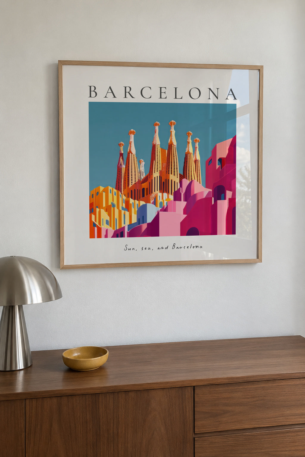 Barcelona - SQUARE - Framed poster in an interior