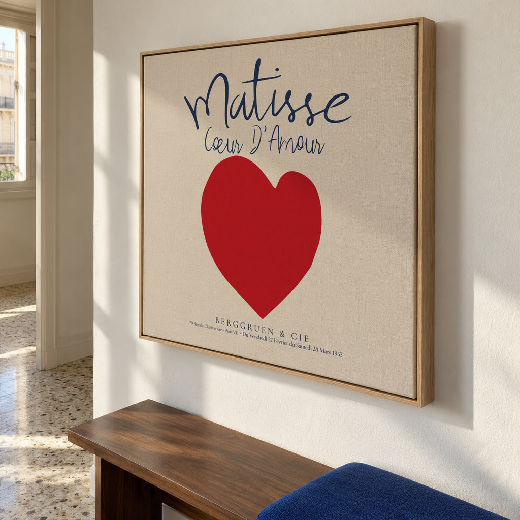 Henri Matisse, Coeur d'amour - SQUARE - Framed canvas in an interior