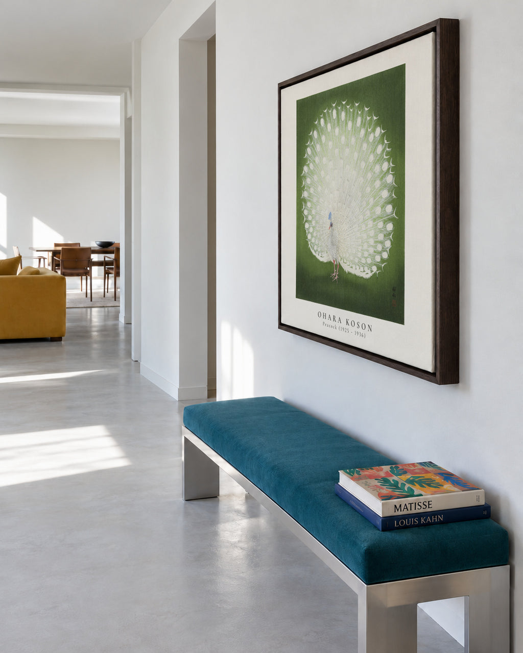 Ohara Koson, Peacock - SQUARE - Framed canvas in an interior