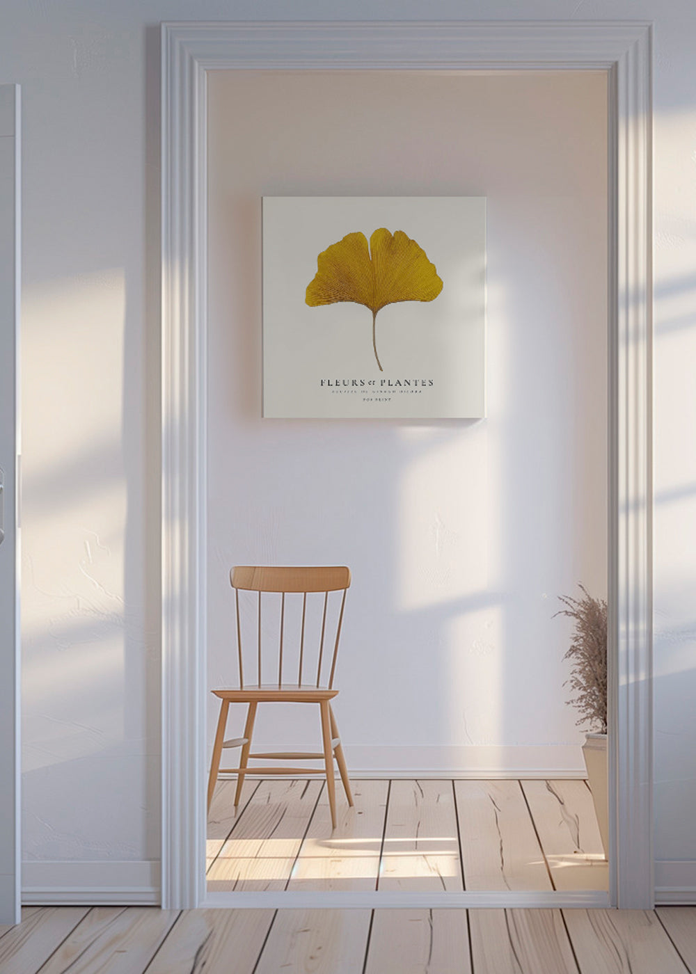 Botanical, Fleurs et plantes -Ginkgo biloba leaf - SQUARE