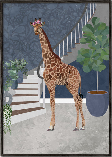 Giraffe by the stairs