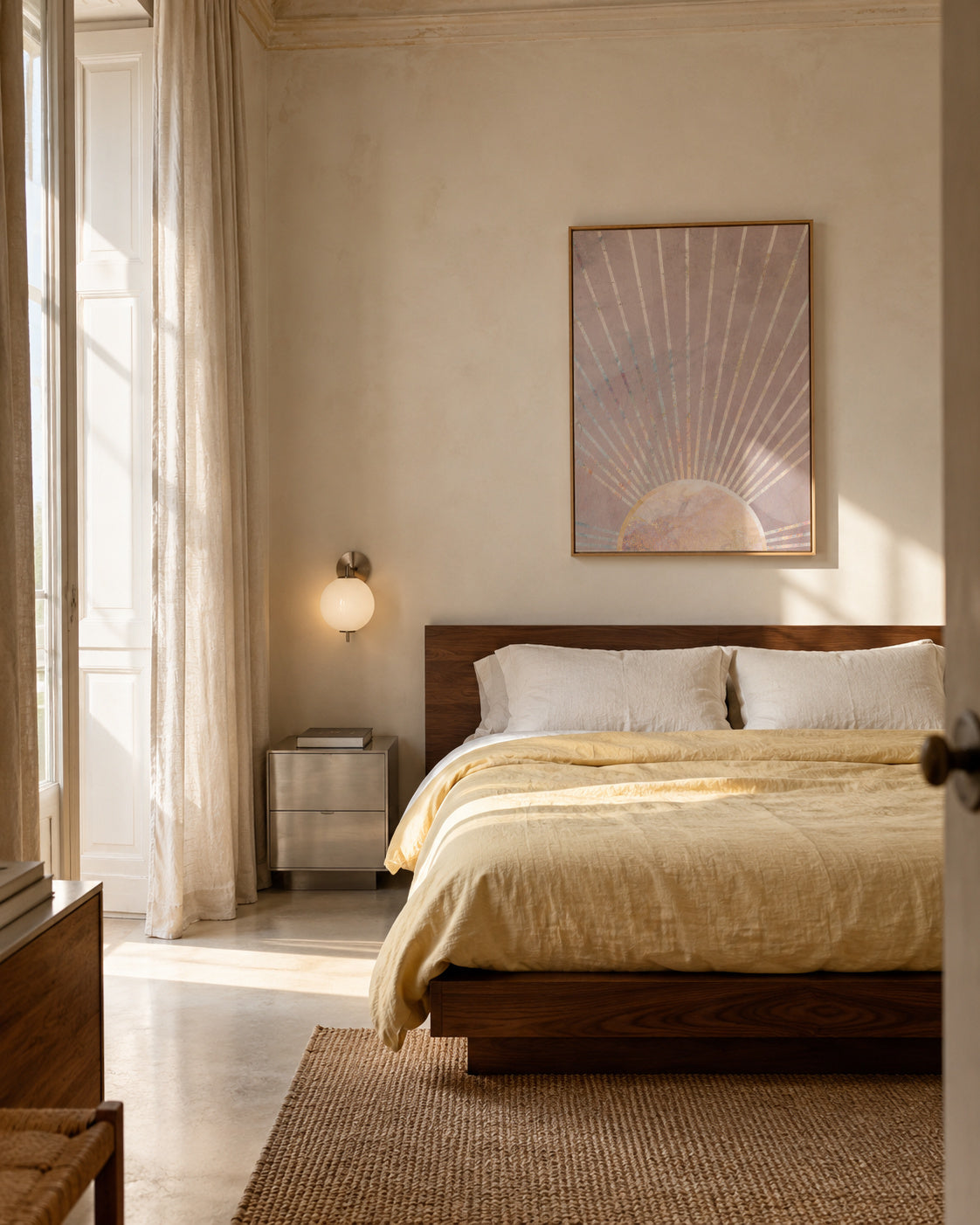 Pink Boho Sunrise 1 - Framed canvas in an interior