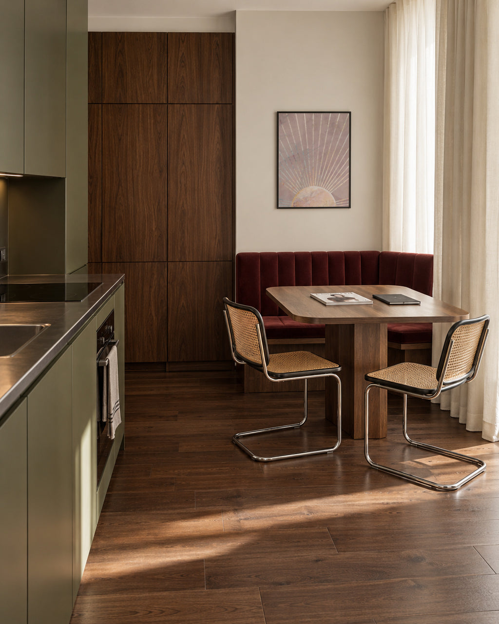 Pink Boho Sunrise 1 - Framed poster in an interior