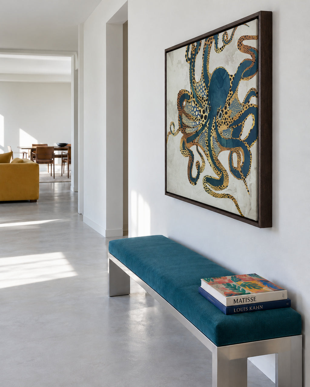 Underwater Dream VI Square - Framed canvas in an interior