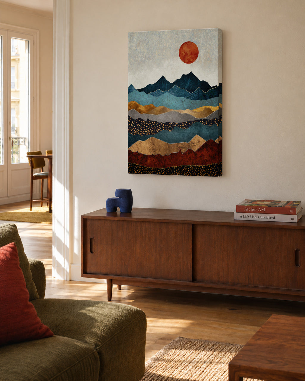 Amber Dusk - Unframed canvas in an interior