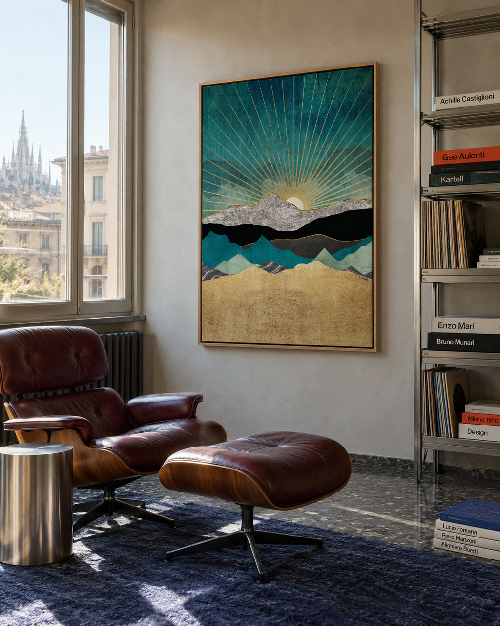 Peacock Vista - Framed canvas in an interior