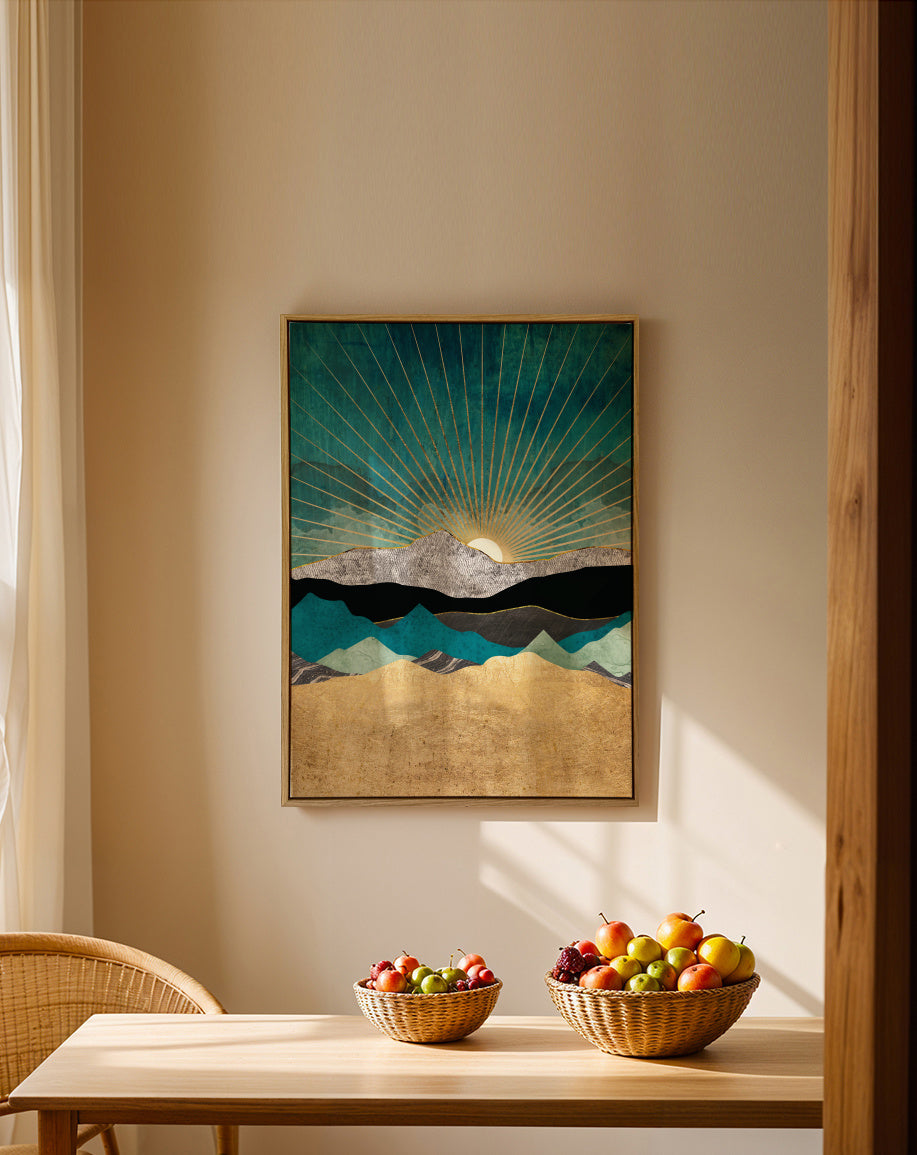 Peacock Vista - Framed canvas in an interior
