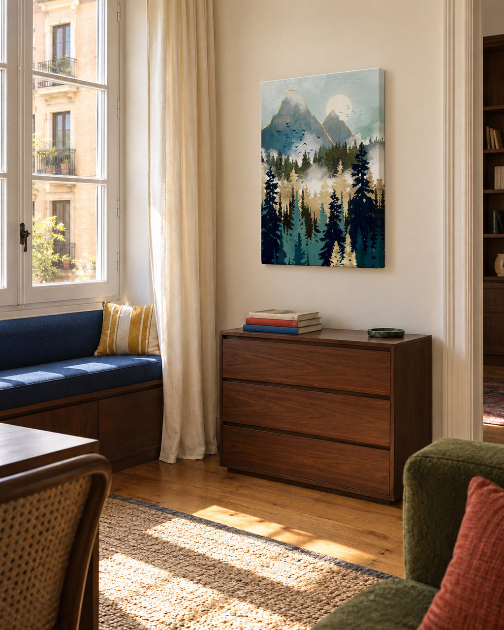 Misty Pines - Unframed canvas in an interior