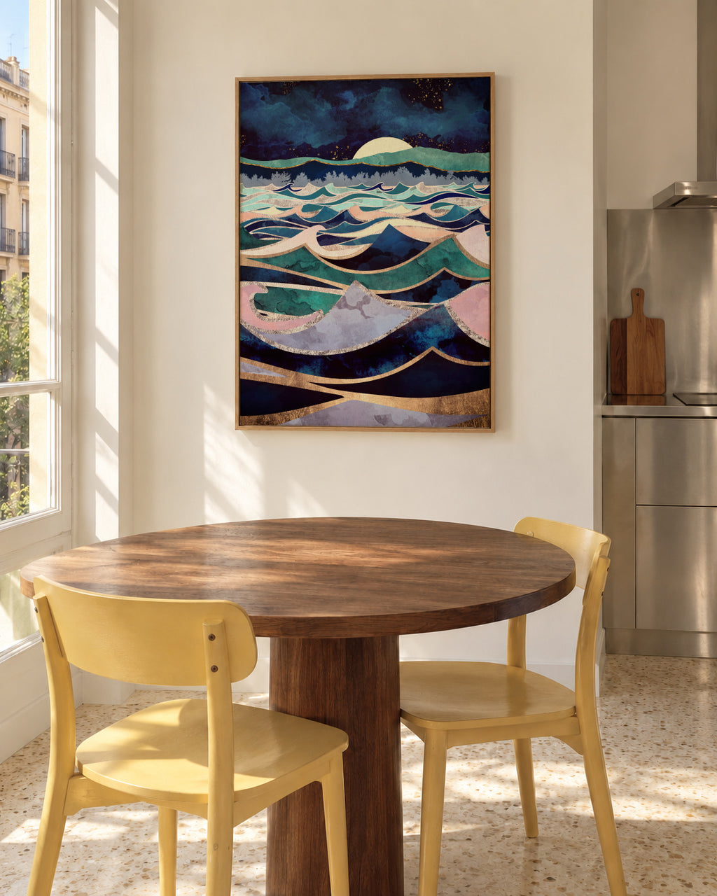 Moonlit Ocean - Framed canvas in an interior