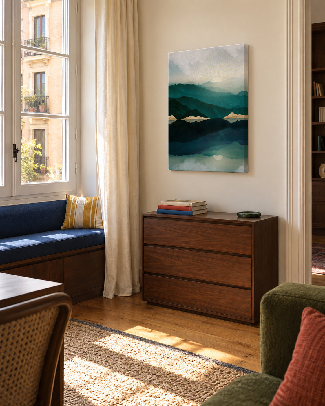 Waters Edge Reflection - Unframed canvas in an interior