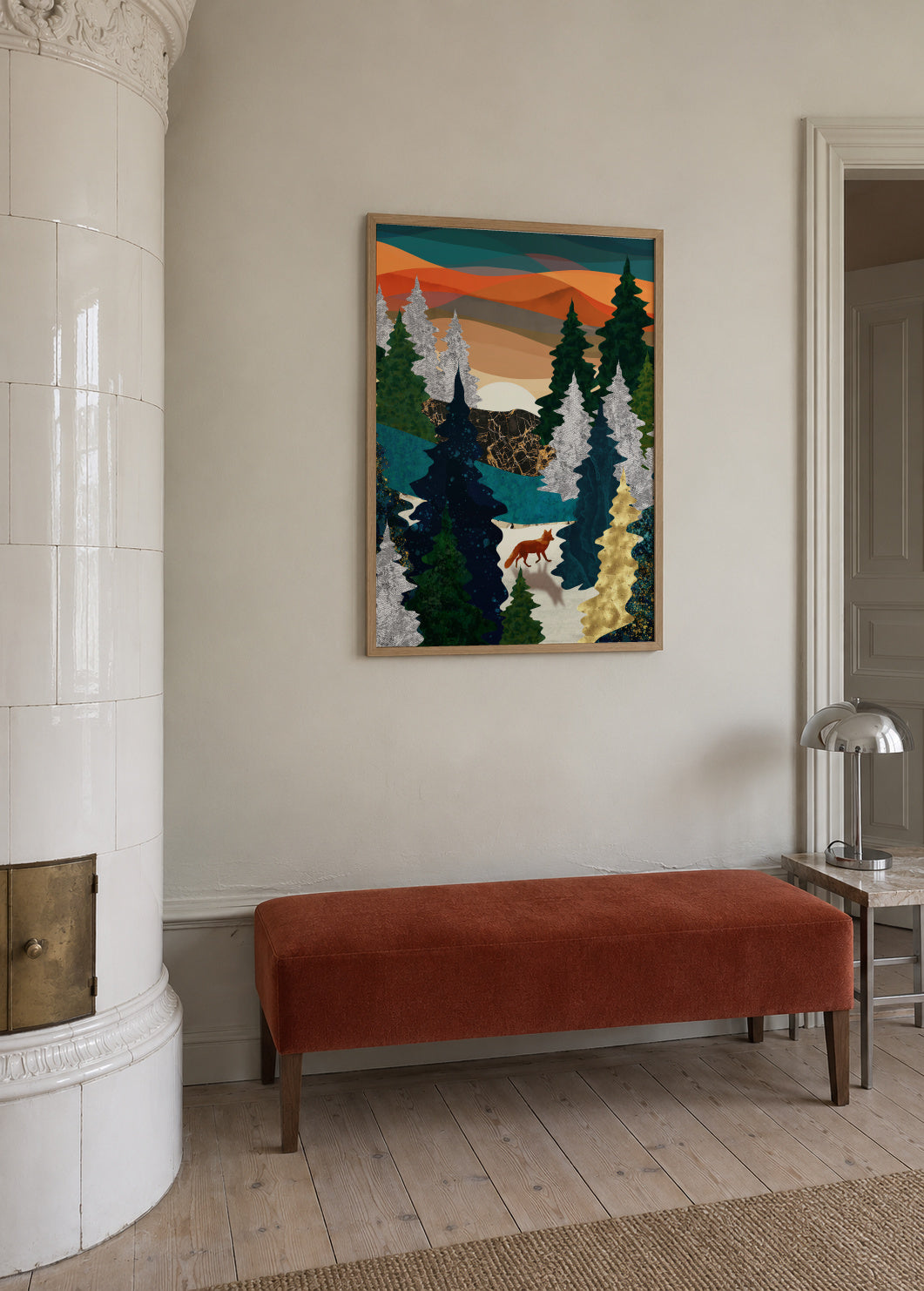 Amber Fox - Framed poster in an interior